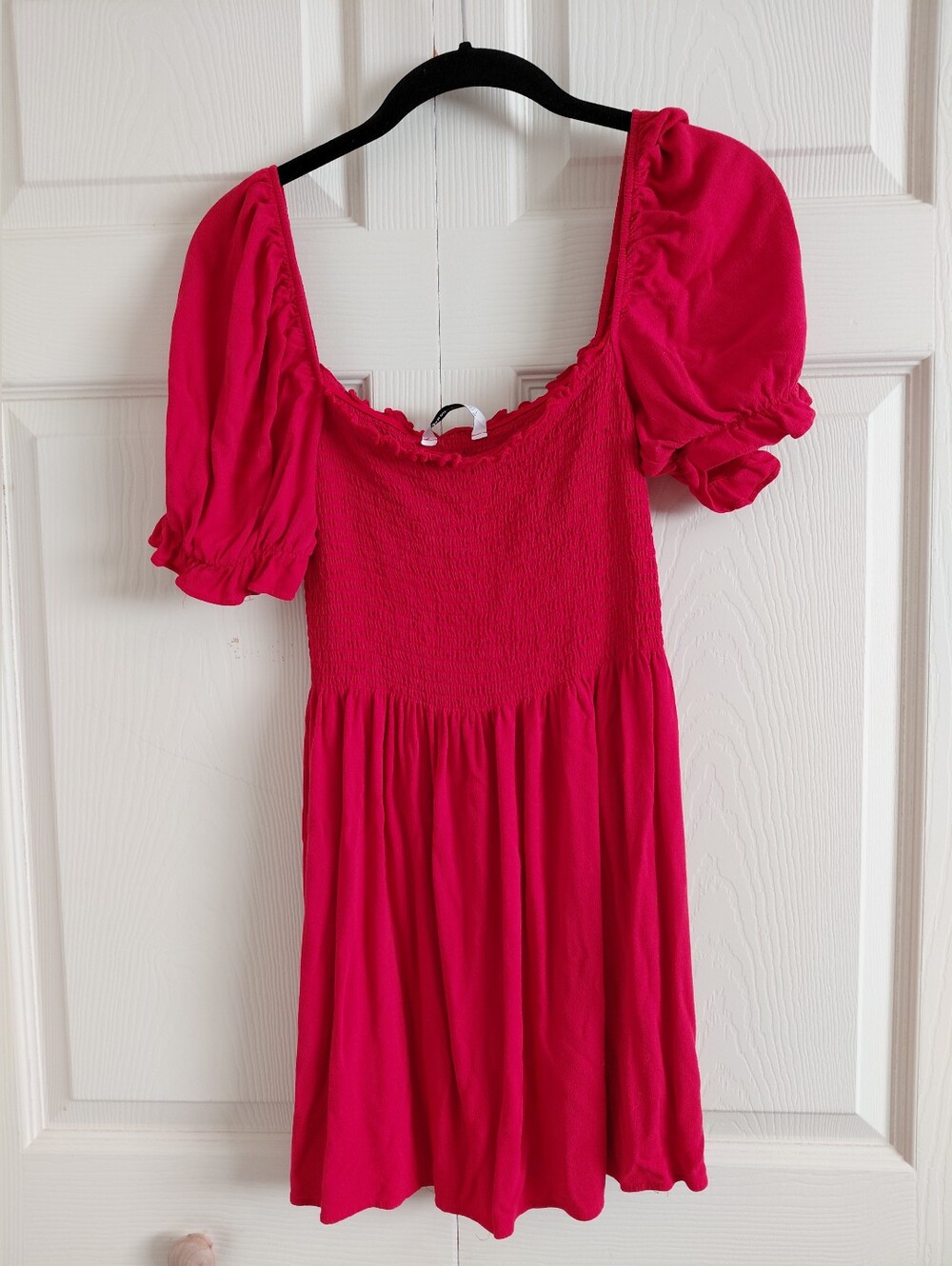Girl's Puff-Sleeve Casual Dress, Red